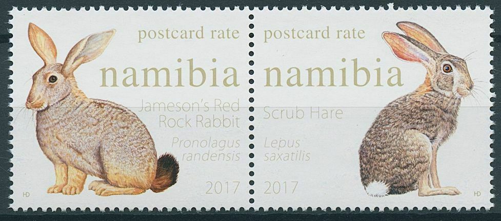Namibia 2017 MNH Wild Animals Stamps Hares & Rabbits Rabbit Scrub Hare 2v Set