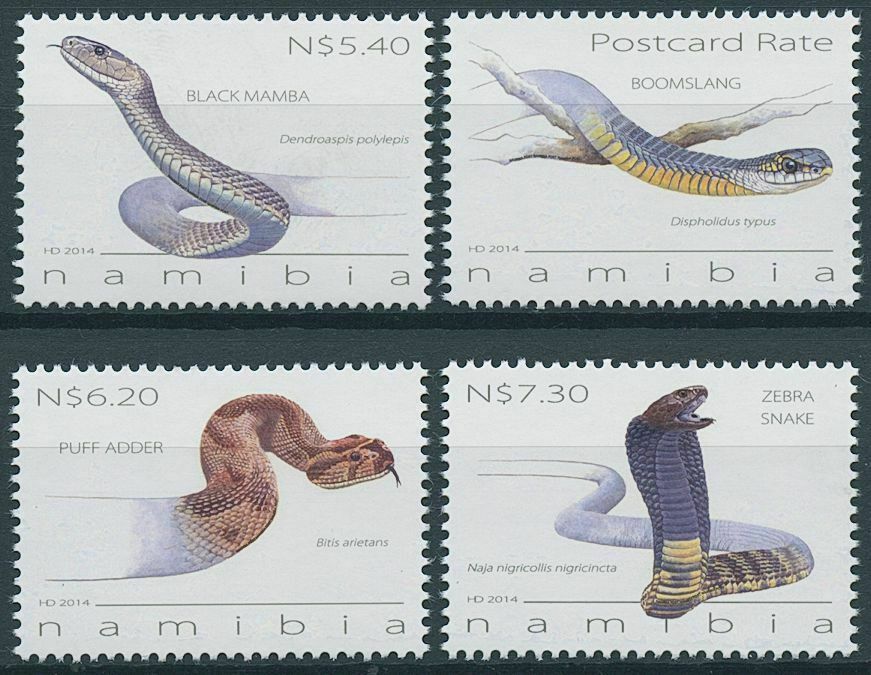 Namibia 2014 MNH Reptiles Stamps Poisonous Snakes Boomslang Black Mamba 4v set