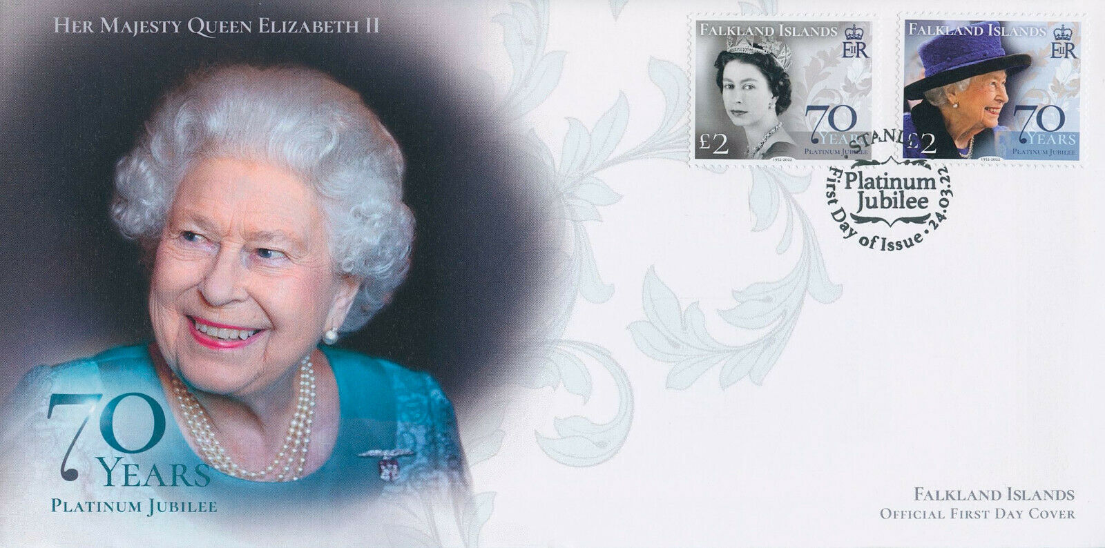 Falkland Isl 2022 FDC Royalty Stamps Queen Elizabeth II Platinum Jubilee 2v Set