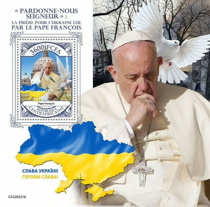 Central African Rep 2022 MNH Pope Francis Stamps Prayer for Ukraine 1v S/S