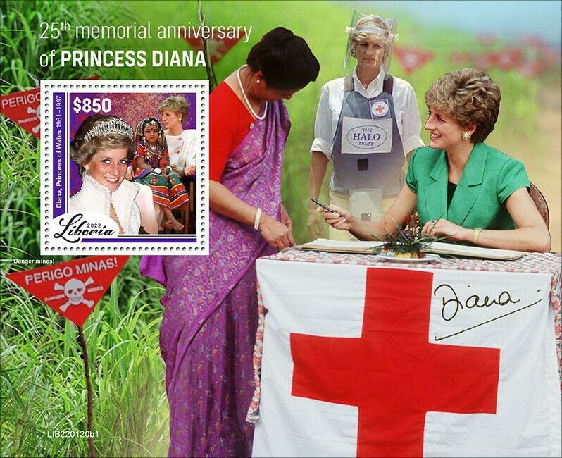 Liberia 2022 MNH Royalty Stamps Princess Diana of Wales Red Cross 1v S/S I
