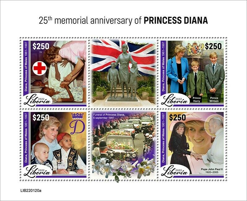Liberia 2022 MNH Royalty Stamps Princess Diana Red Cross Prince William 4v M/S