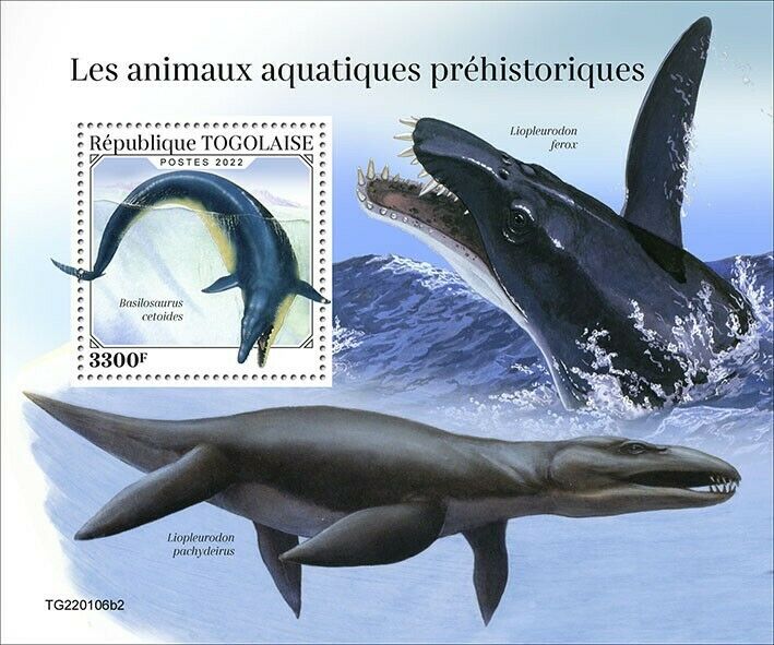 Togo 2022 MNH Dinosaurs Stamps Prehistoric Water Animals Basilosaurs 1v S/S II