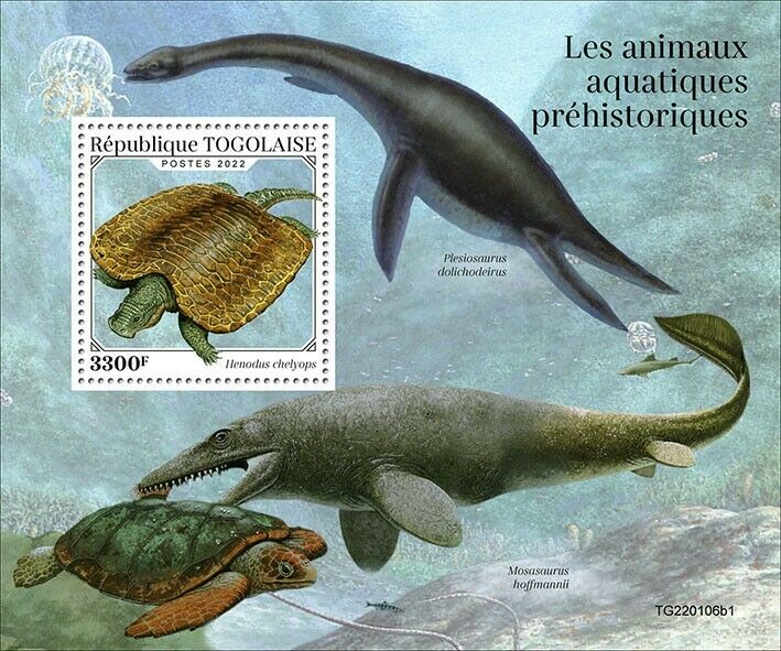 Togo 2022 MNH Dinosaurs Stamps Prehistoric Water Animals Henodus 1v S/S I