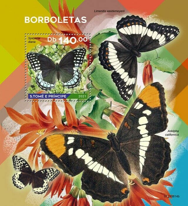 Sao Tome & Principe 2021 MNH Butterflies Stamps Diana Fritillary Butterfly 1v S/S