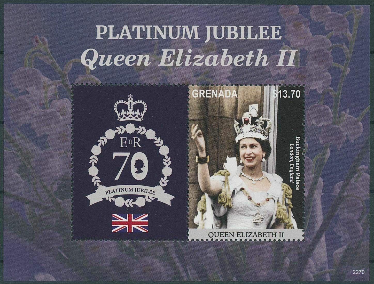 Grenada 2022 MNH Royalty Stamps Queen Elizabeth II Platinum Jubilee 1v S/S
