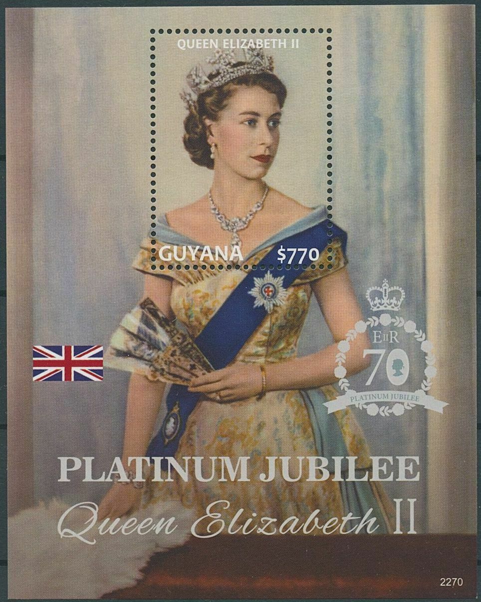 Guyana 2022 MNH Royalty Stamps Queen Elizabeth II Platinum Jubilee 1v S/S