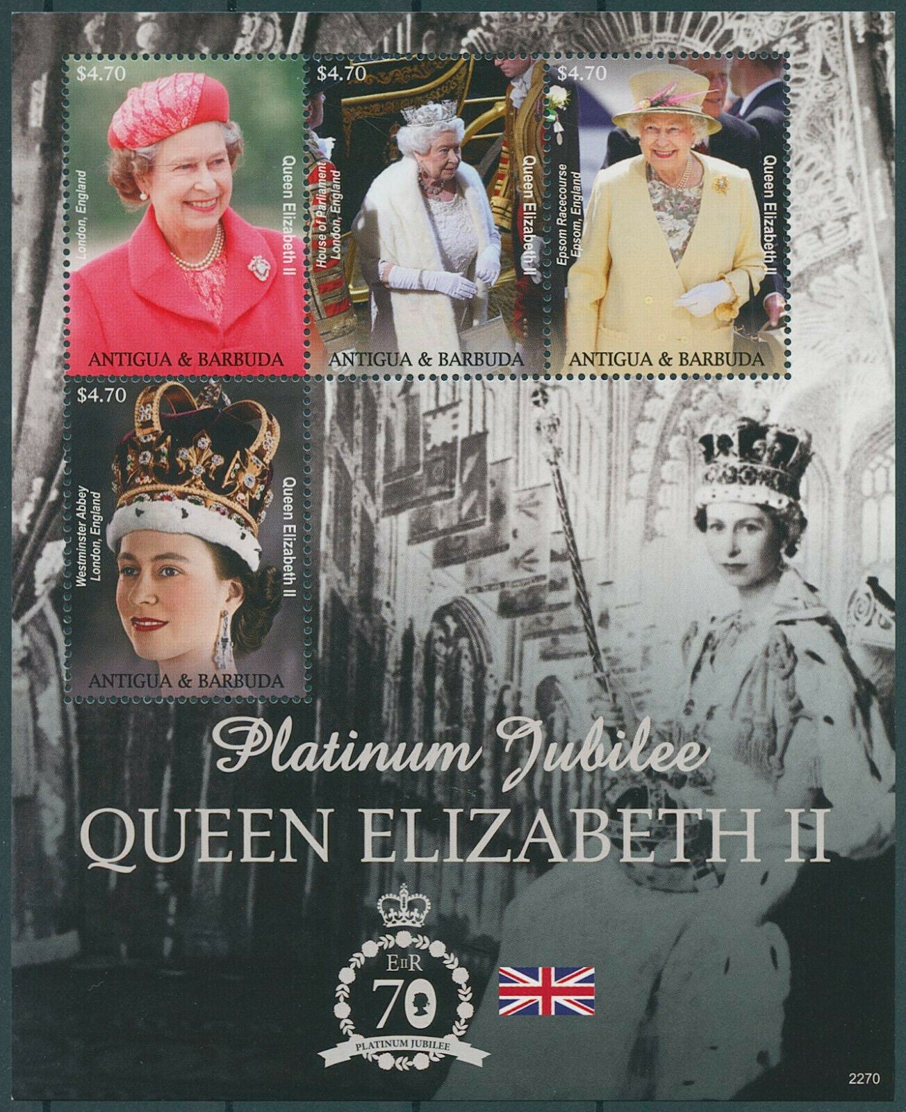 Antigua & Barbuda 2022 MNH Royalty Stamps Queen Elizabeth II Platinum Jub 4v M/S