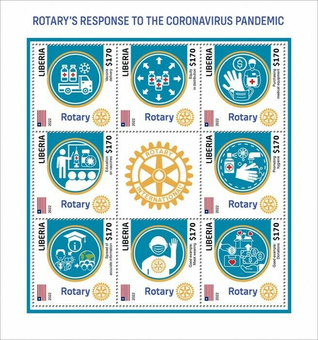 Liberia 2022 MNH Medical Stamps Rotary Club Corona Response Vaccines Covid Covid-19 8v M/S