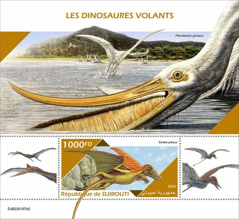 Djibouti 2022 MNH Flying Dinosaurs Stamps Prehistoric Animals Sordes 1v S/S II