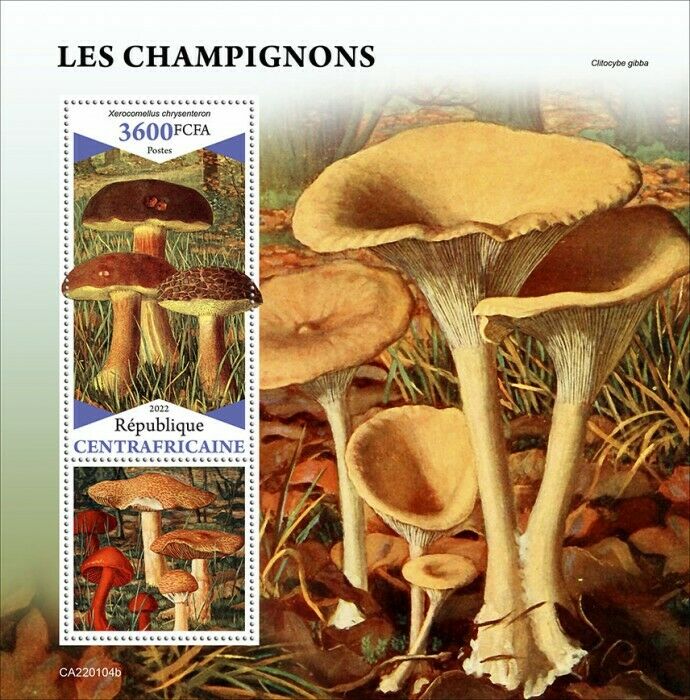 Central African Rep 2022 MNH Mushrooms Stamps Fungi Xeromellus Mushroom 1v S/S