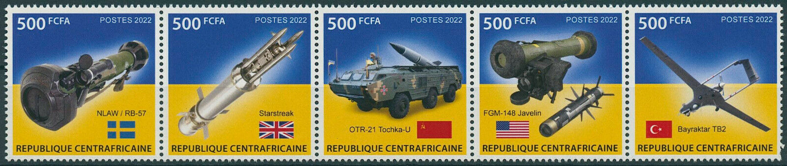 Central African Rep 2022 MNH Peace for Ukraine Stamps Military Equipment 5v Set