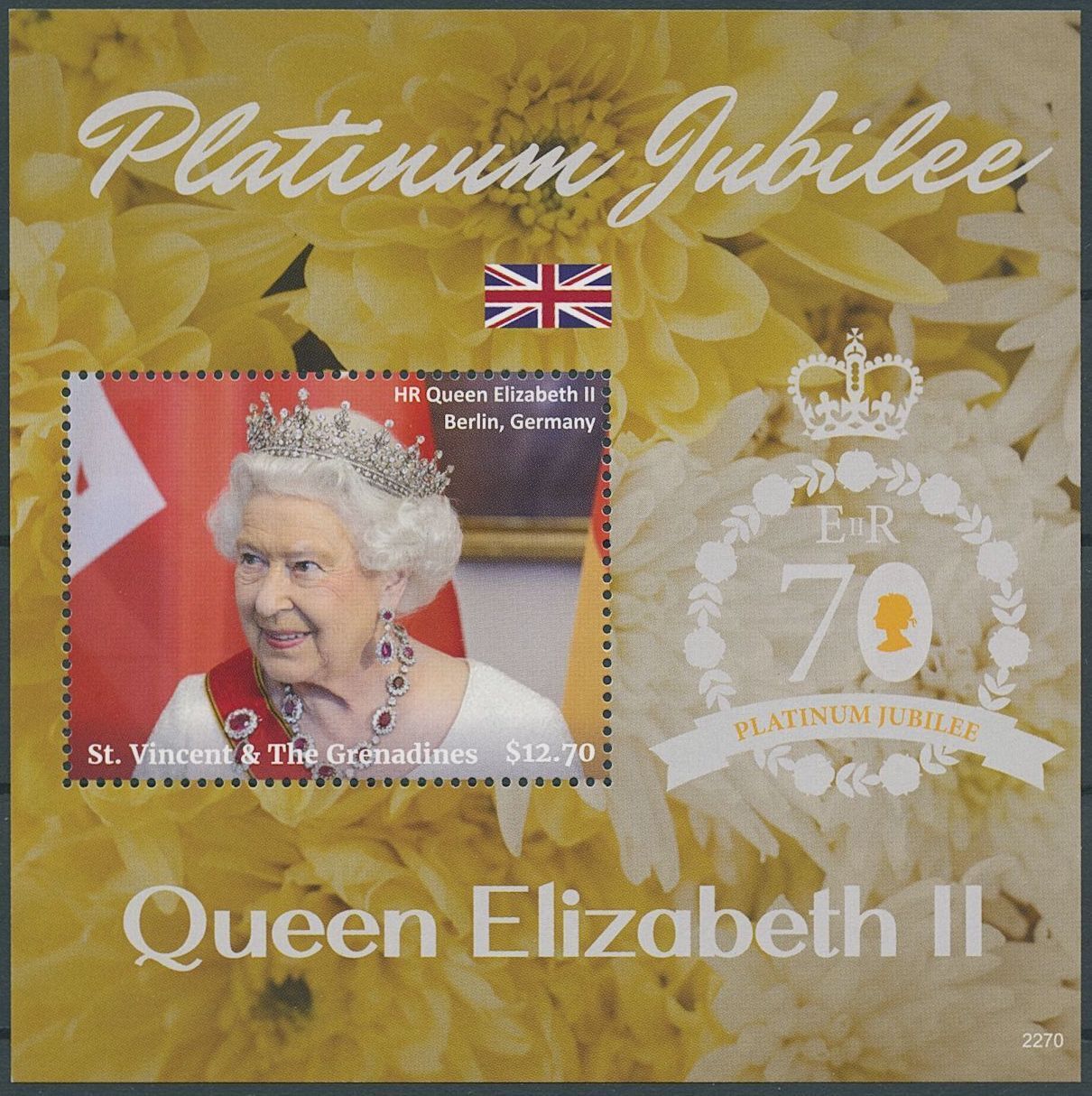 St Vincent & Grenadines 2022 MNH Royalty Stamps Queen Elizabeth II Jubilee 1v S/S