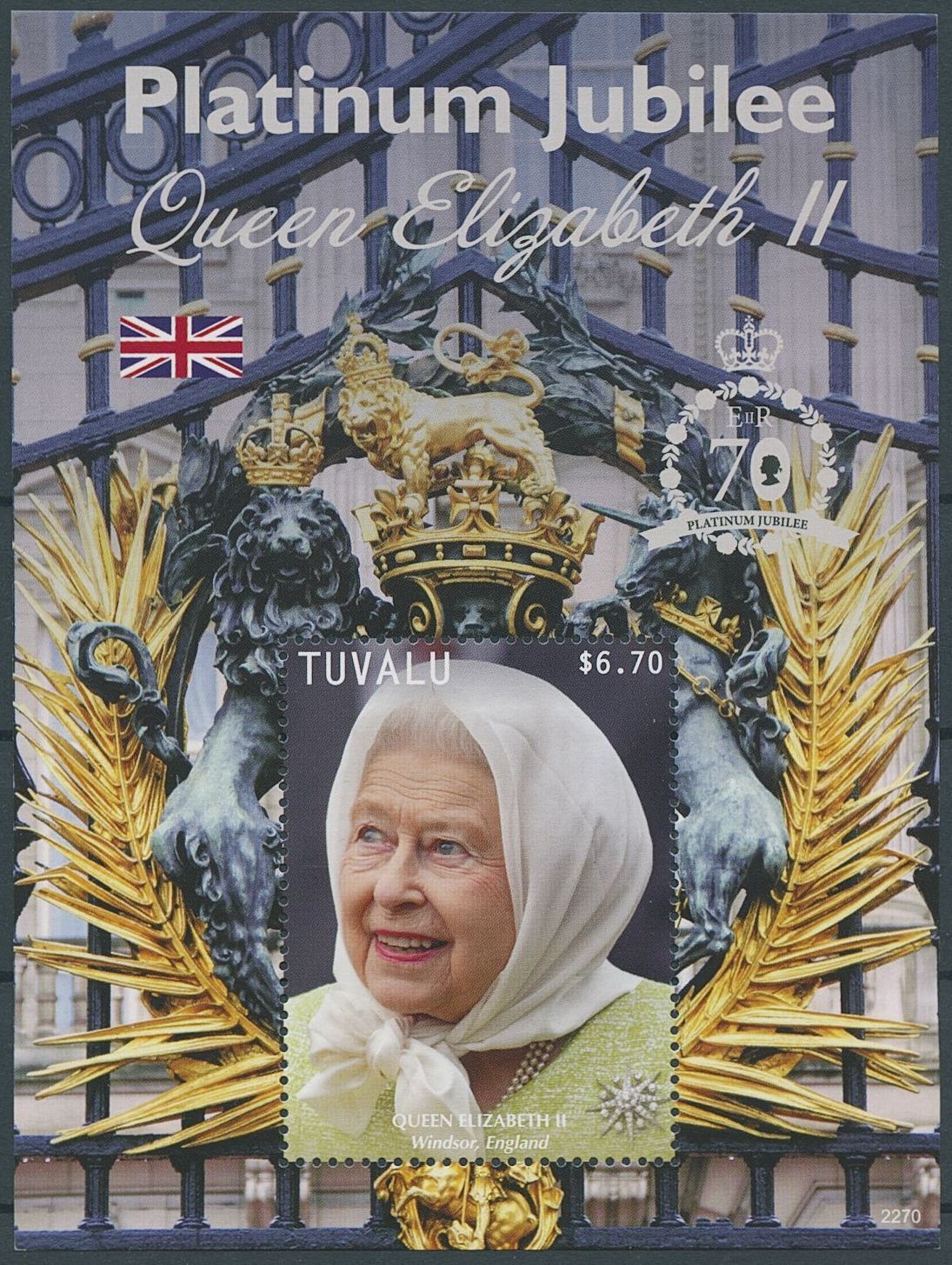 Tuvalu 2022 MNH Royalty Stamps Queen Elizabeth II Platinum Jubilee 1v S/S