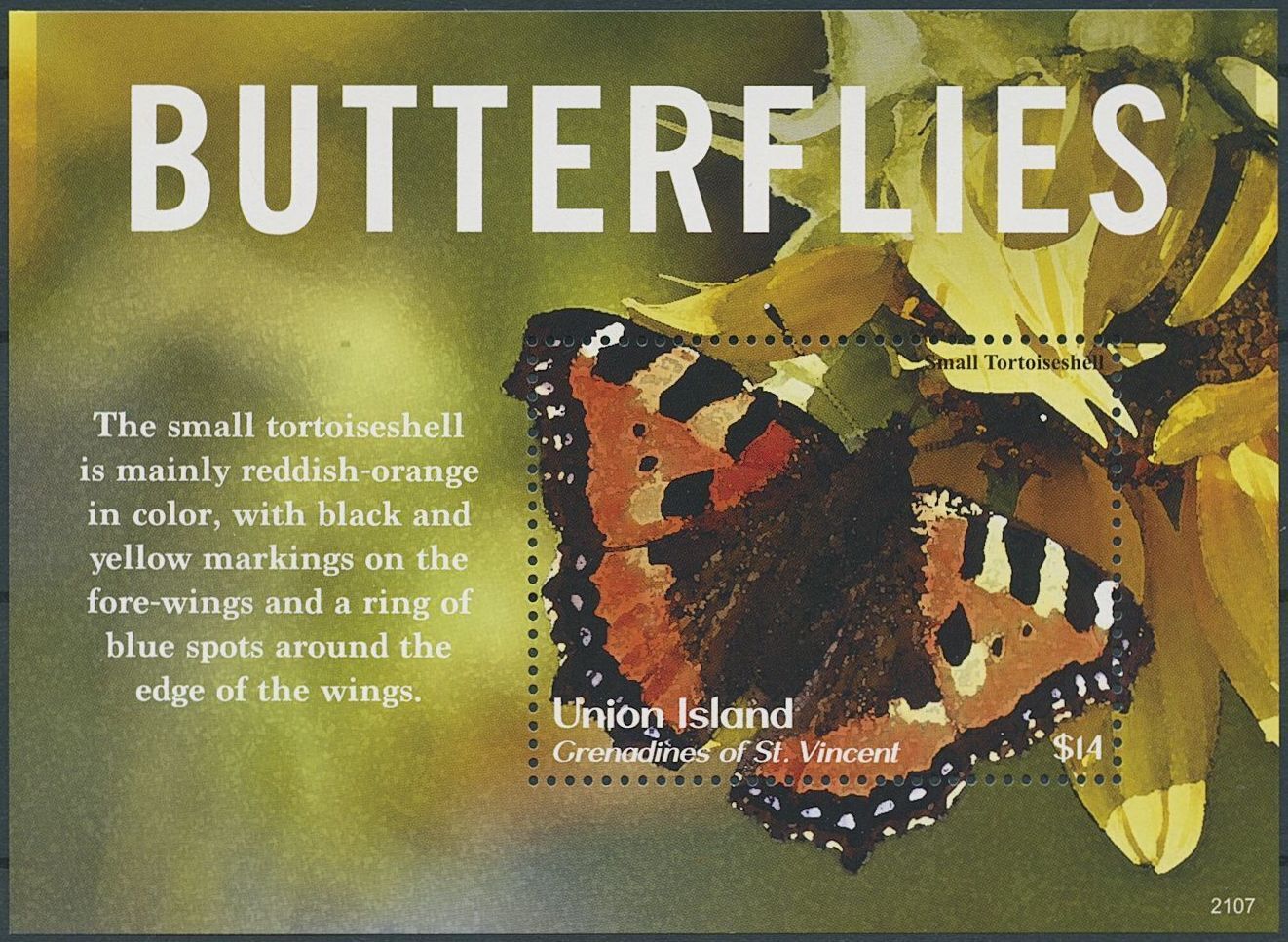Union Island Gren St Vincent 2021 MNH Butterflies Stamps Butterfly 1v S/S