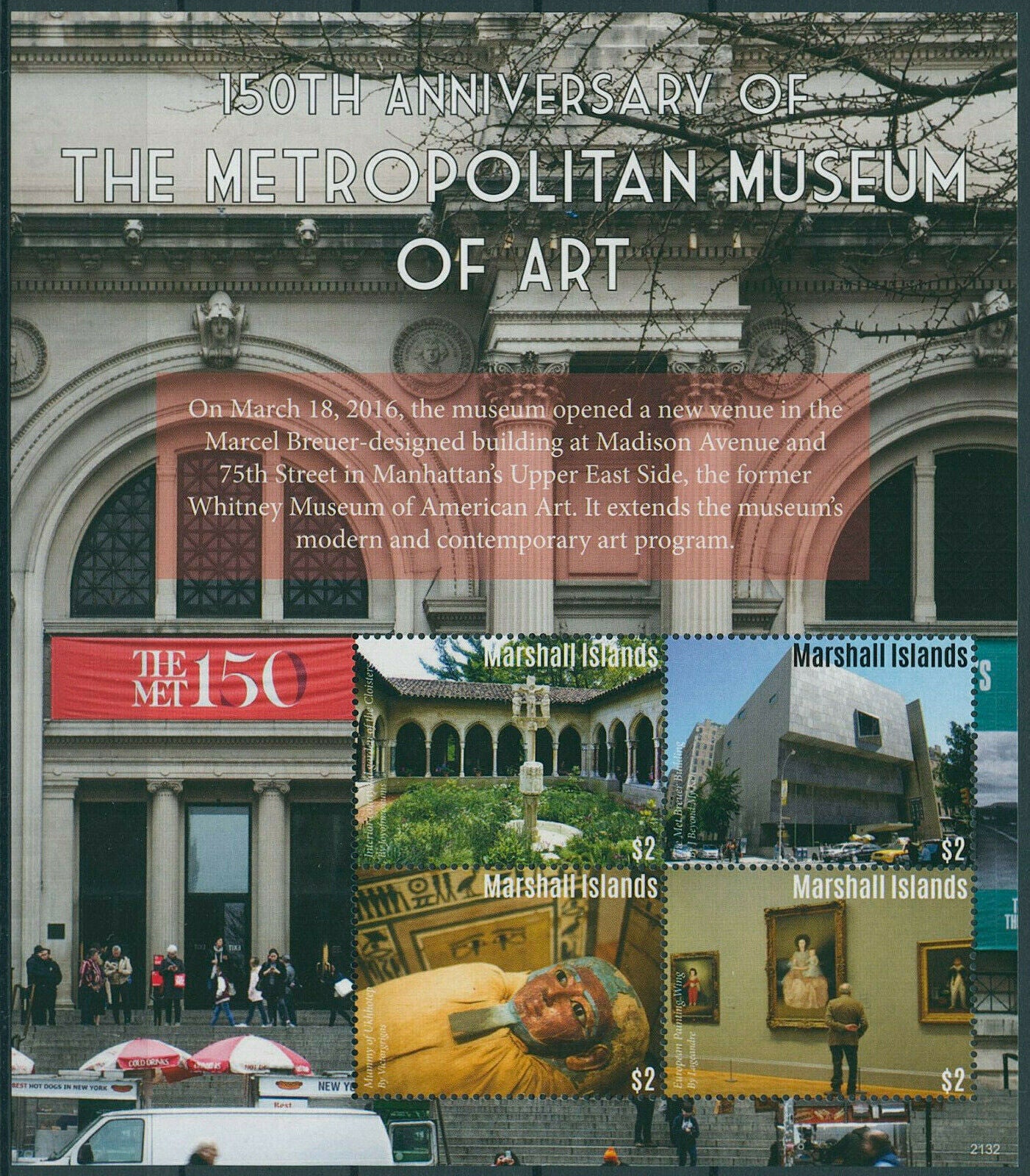 Marshall Islands 2021 MNH Art Stamps Metropolitan Museum of Art Museums 4v M/S
