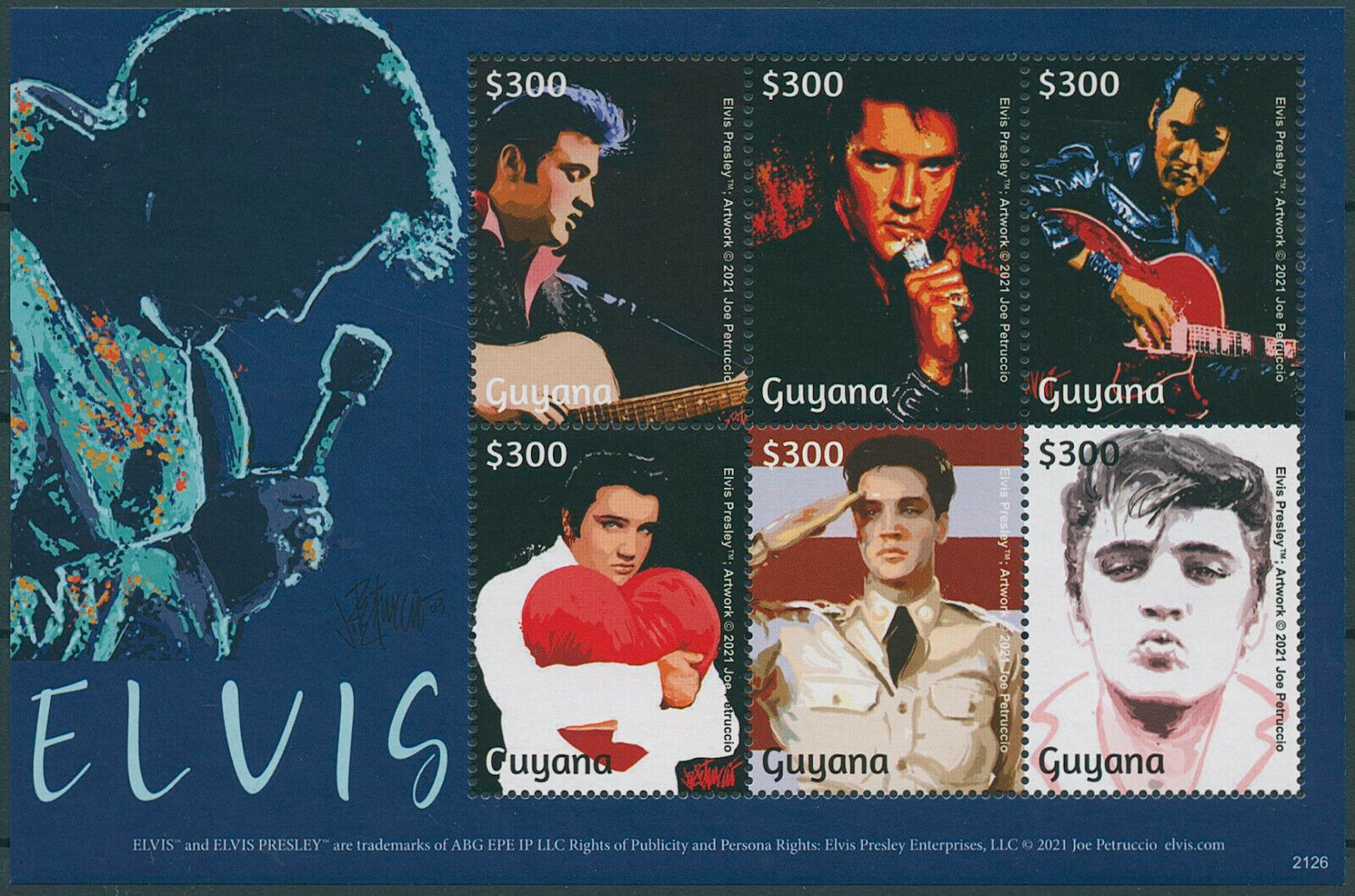 Guyana 2021 MNH Elvis Presley Stamps Music Celebrities Famous People 6v M/S