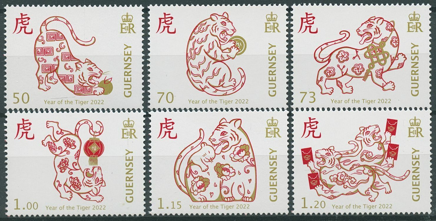 Guernsey 2022 MNH Year of Tiger Stamps Chinese Lunar New Year 6v Set