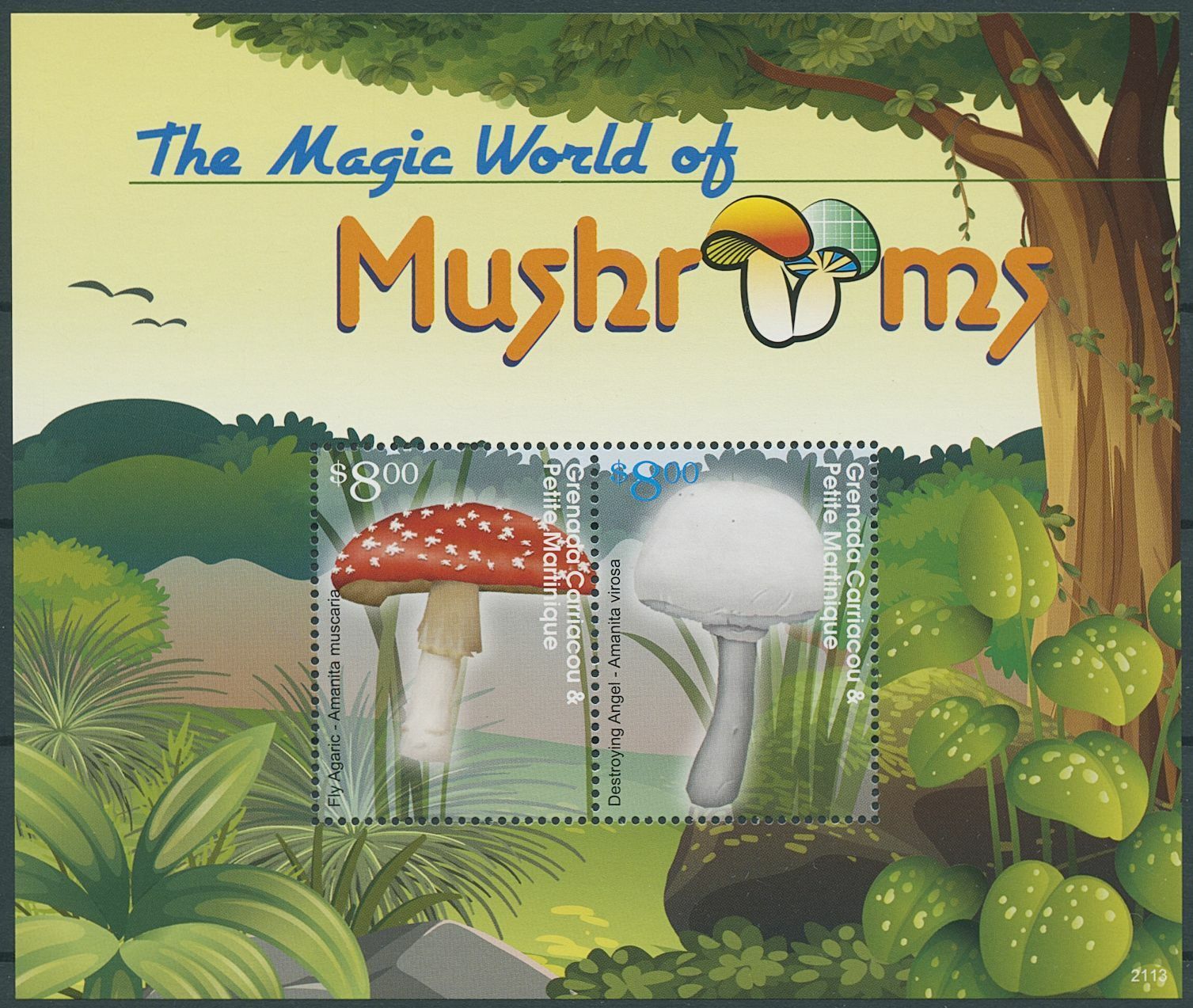 Grenadines Grenada 2021 MNH Magic World of Mushrooms Fungi Nature 2v S/S