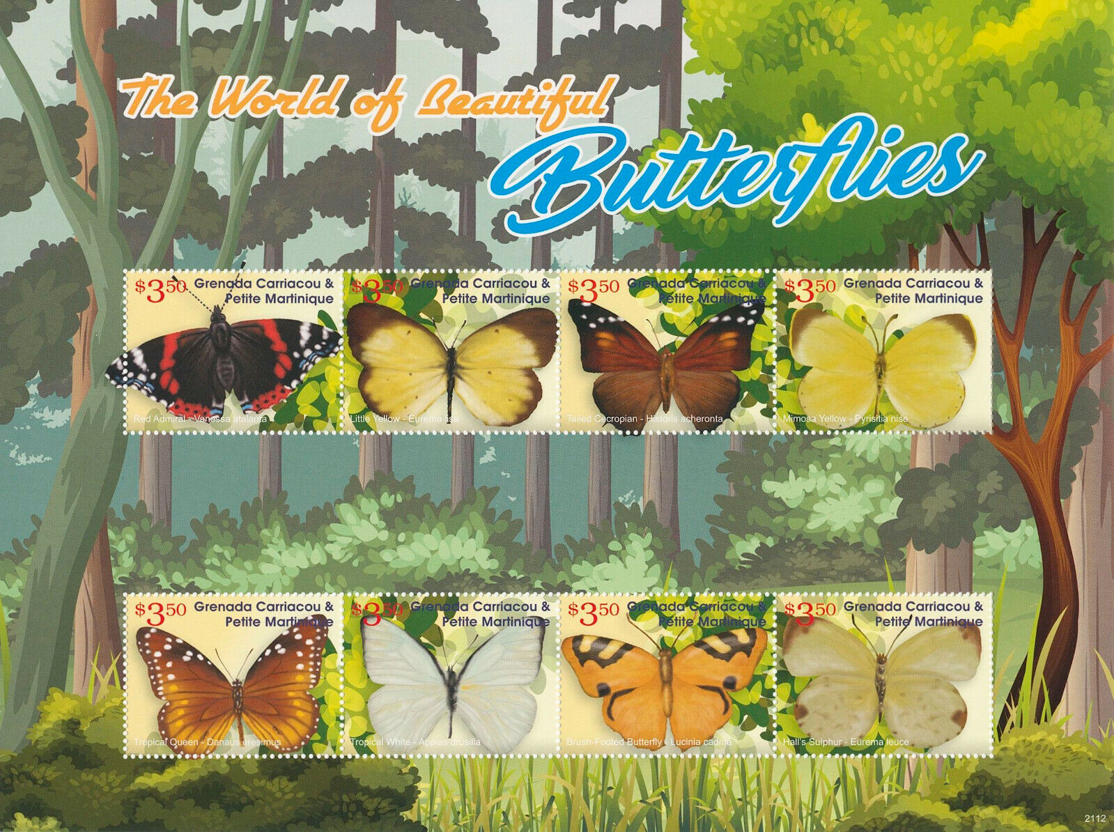 Grenadines Grenada 2021 MNH World of Beautiful Butterflies Stamps 8v M/S