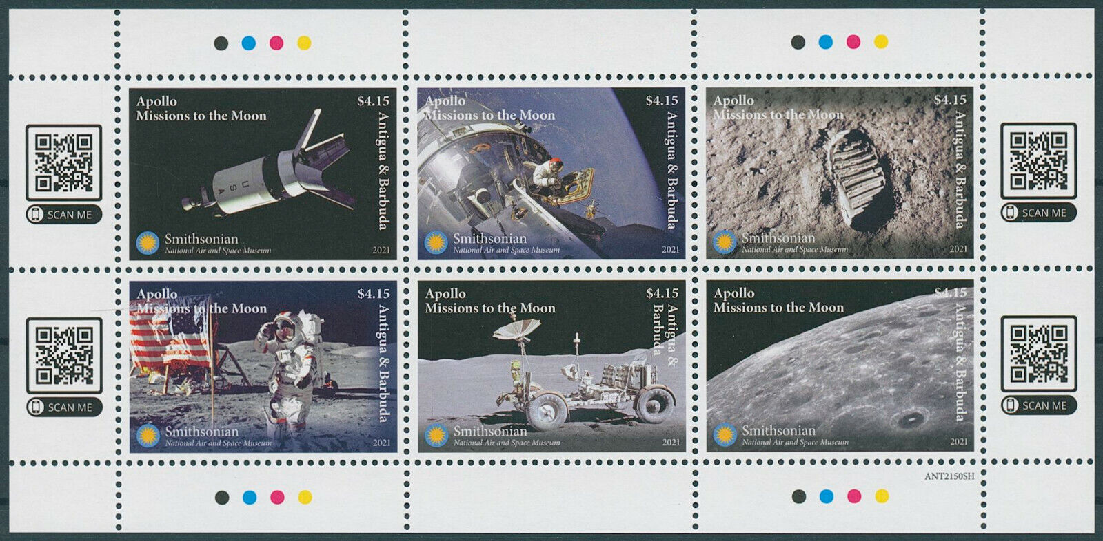 Antigua & Barbuda 2021 MNH Space Stamps Apollo Moon Landing Smithsonian 6v MS II