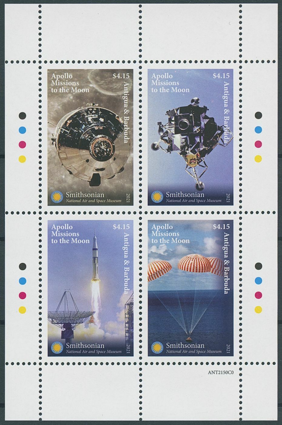 Antigua & Barbuda 2021 MNH Space Stamps Apollo Moon Landing Smithsonian 4v M/S I
