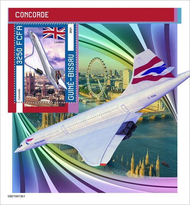 Guinea-Bissau 2021 MNH Aviation Stamps Concorde Aircraft Big Ben 1v S/S I