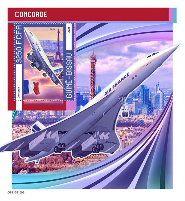 Guinea-Bissau 2021 MNH Aviation Stamps Concorde Aircraft Eiffel Tower 1v S/S II