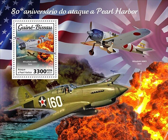 Guinea-Bissau 2021 MNH Military Stamps WWII WW2 Pearl Harbor Attack 1v S/S