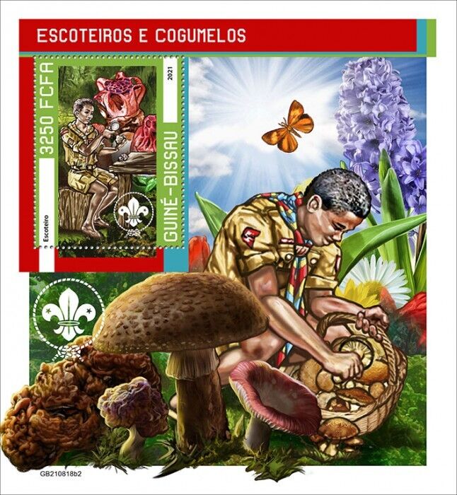 Guinea-Bissau 2021 MNH Scouting & Mushrooms Stamps Boy Scouts Fungi 1v S/S II