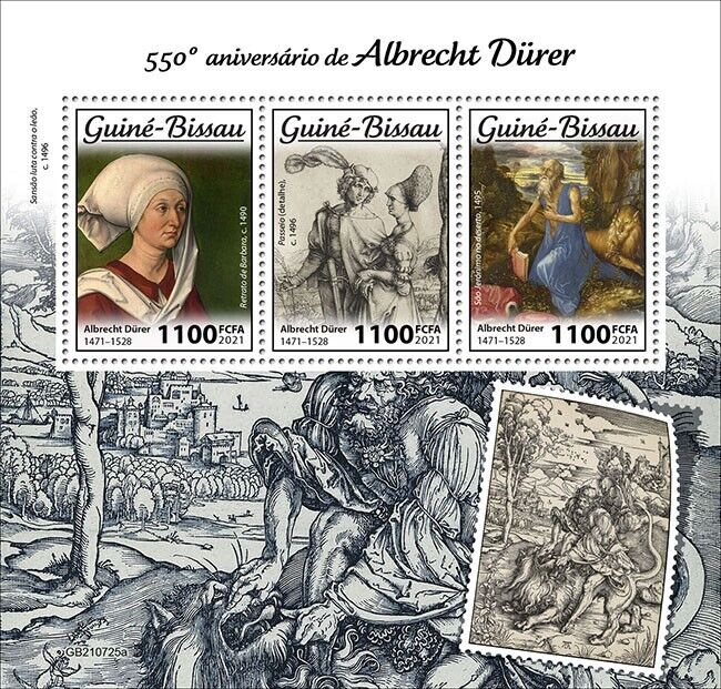 Guinea-Bissau 2021 MNH Art Stamps Albrecht Durer Paintings Etchings 3v M/S