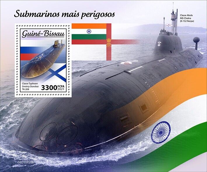 Guinea-Bissau 2021 MNH Ships Stamps Most Dangerous Submarines Typhoon 1v S/S