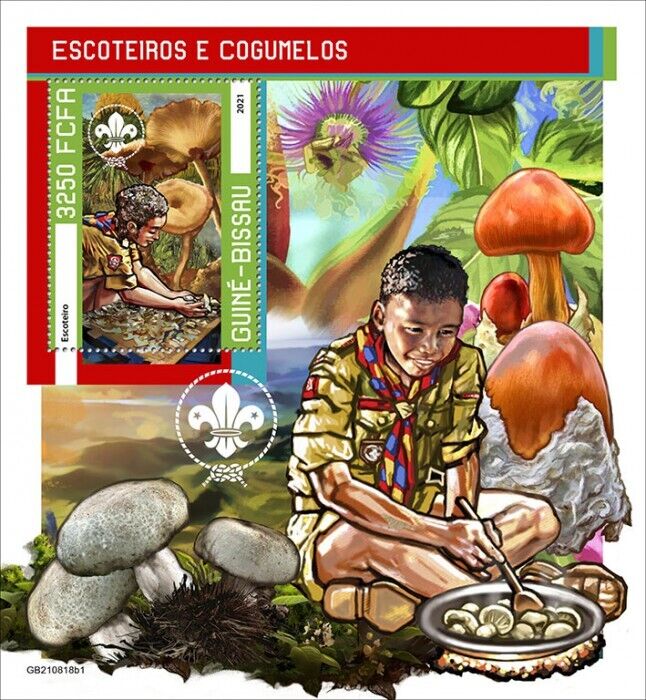 Guinea-Bissau 2021 MNH Scouting & Mushrooms Stamps Boy Scouts Fungi 1v S/S I