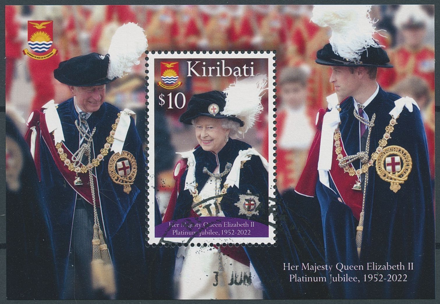 Kiribati 2022 CTO Royalty Stamps Queen Elizabeth II Platinum Jubilee 1v M/S