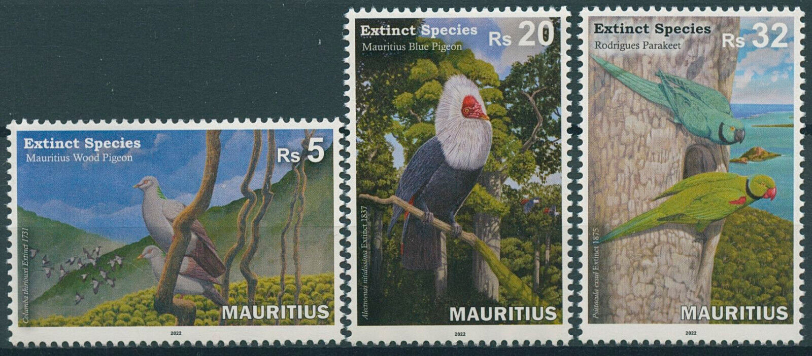 Mauritius 2022 MNH Birds on Stamps Extinct Species Definitives Pigeons 3v Set
