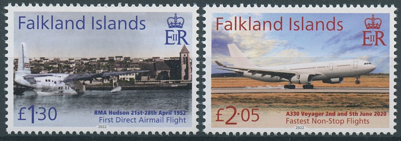 Falkland Islands 2022 MNH Aviation Stamps 1st Direct Airmail Flight 2v Set