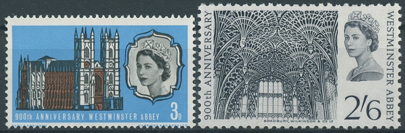 GB 1966 MNH Architecture Stamps Westminster Abbey Churches Religion 2v Set