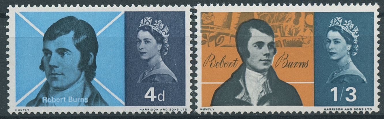 GB 1966 MNH Poets Stamps Robert Burns Commemoration Writers Literature 2v Set