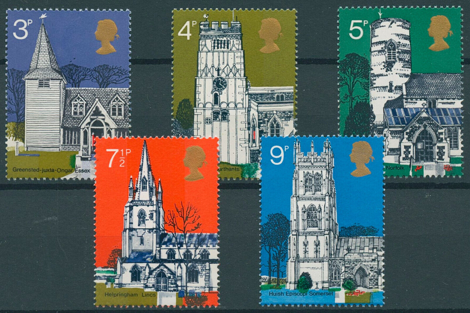 GB 1972 MNH British Architecture Stamps Village Churches Church Religion 5v Set