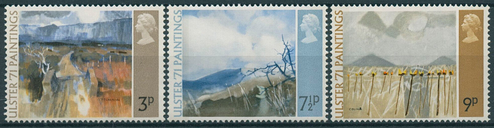 GB 1971 MNH Art Stamps Ulster 71 Paintings Tom Carr Colin Middleton 3v Set