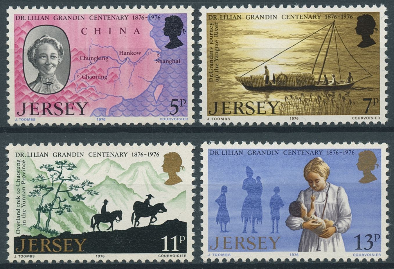 Jersey 1977 MNH Medical Stamps Dr Lilian Granding Missionary Boats People 4v Set