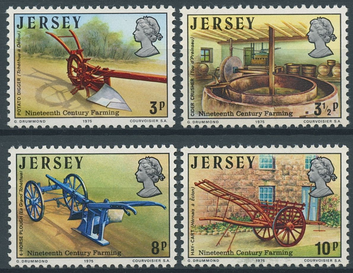 Jersey 1975 MNH Agriculture Stamps 19th Nineteenth Century Farming 4v Set