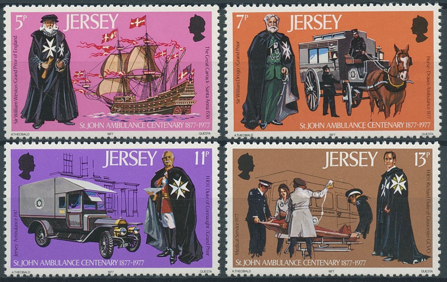 Jersey 1977 MNH Medical Stamps St John Ambulance Ships 4v Set