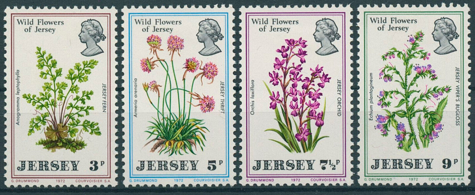 Jersey 1972 MNH Wild Flowers Stamps Ferns Thrift Flora Nature 4v Set