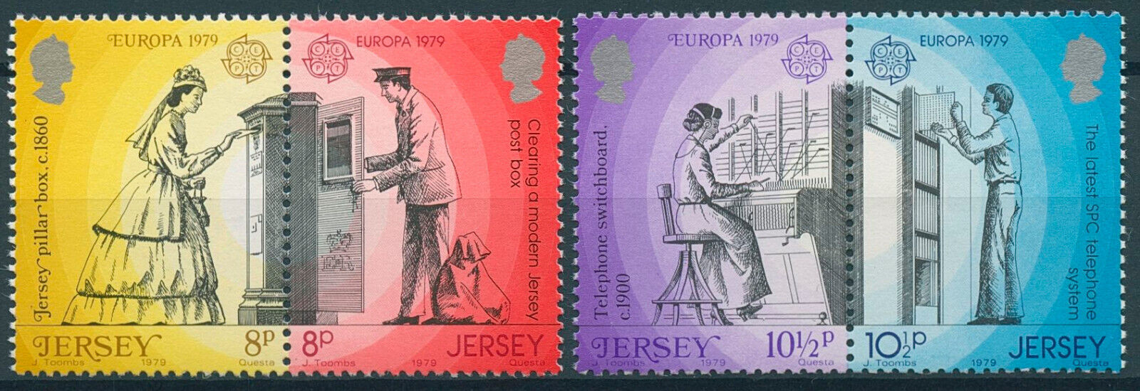 Jersey 1979 MNH Europa Stamps Communications Post Pillar Boxes Telephones 4v Set