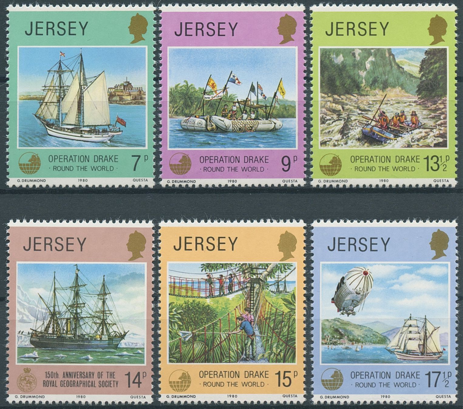 Jersey 1980 MNH Ships Stamps Operation Drake Royal Geographical Society 6v Set