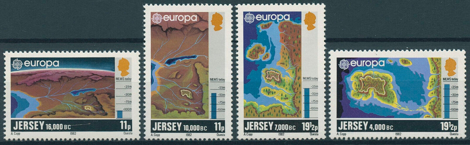 Jersey 1982 MNH Europa Stamps Formation of Jersey Maps Cartography 4v Set