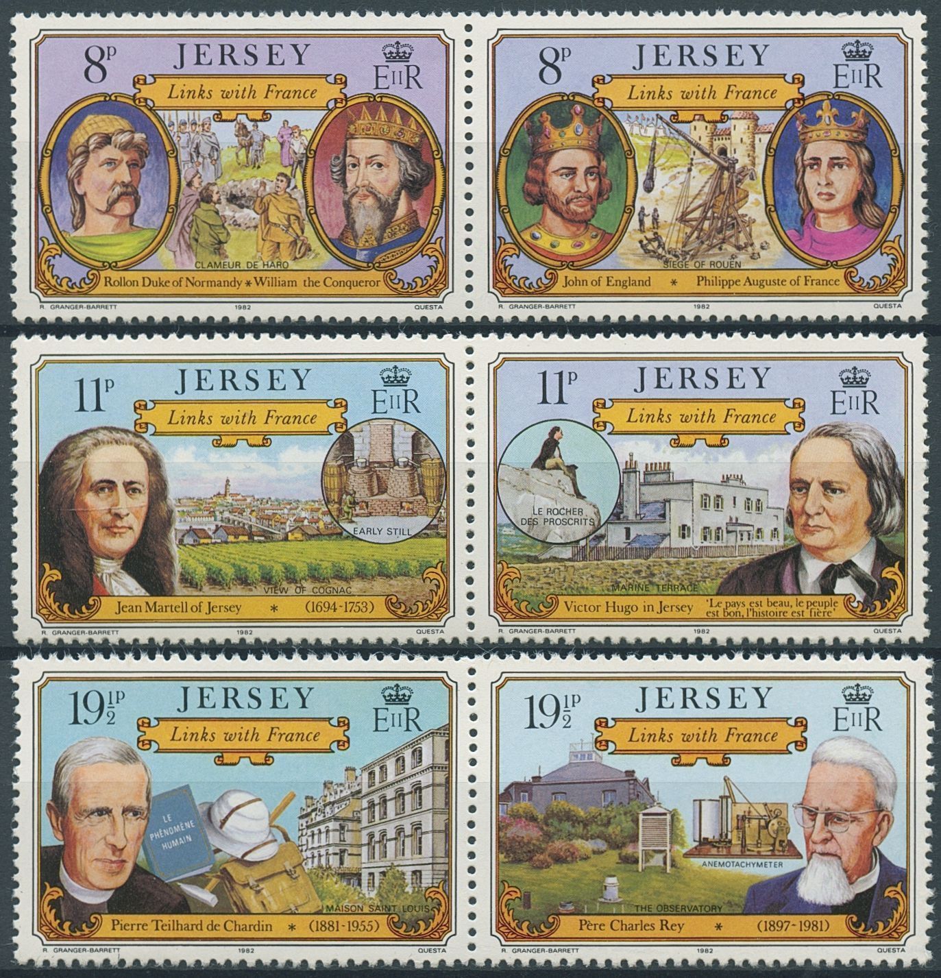 Jersey 1982 MNH People Stamps Links with France Victor Hugo 6v Set in Pairs