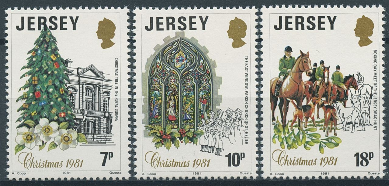 Jersey 1981 MNH Christmas Stamps Trees Churches 3v Set