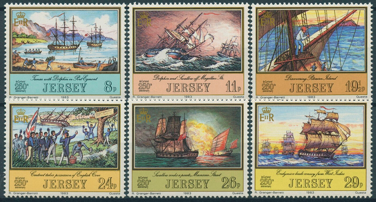 Jersey 1983 MNH Ships Stamps Philippe de Carteret Jersey Adventurers 6v Set